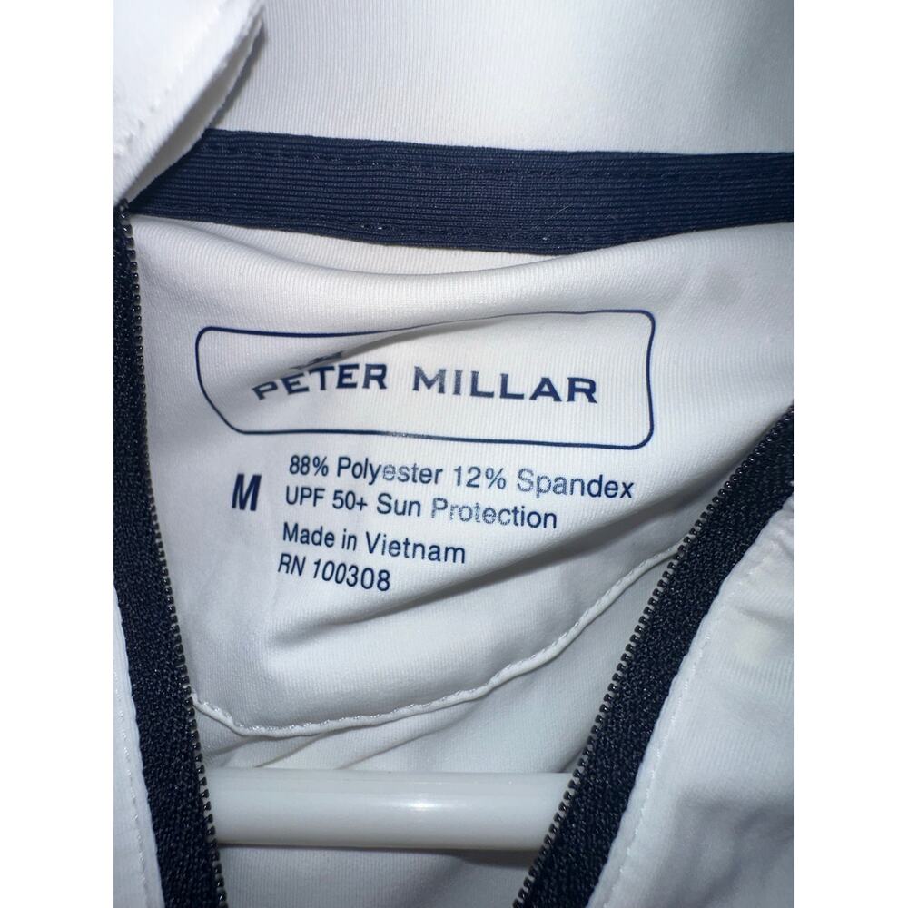Peter Millar US Open Quarter Zip Pullover White Navy Size M UPF 50+ - Picture 6 of 7